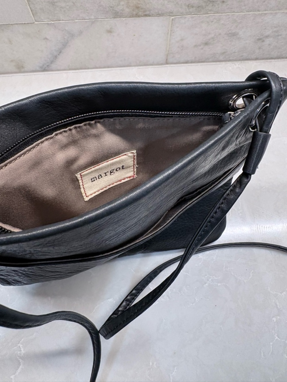 margot Black Leather Small Crossbody Shoulder Bag
